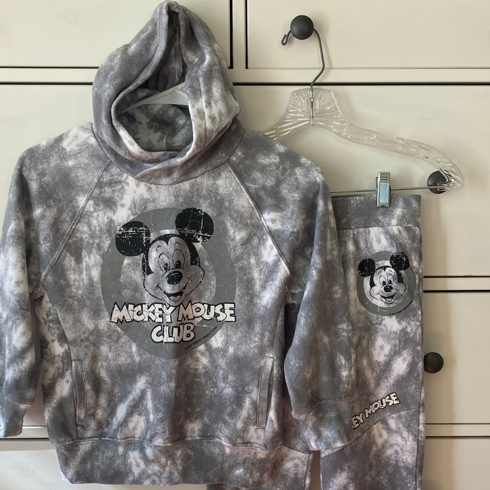 Disney Mickey Mouse Club Gray Tie-Dye Kids Hoodie Set